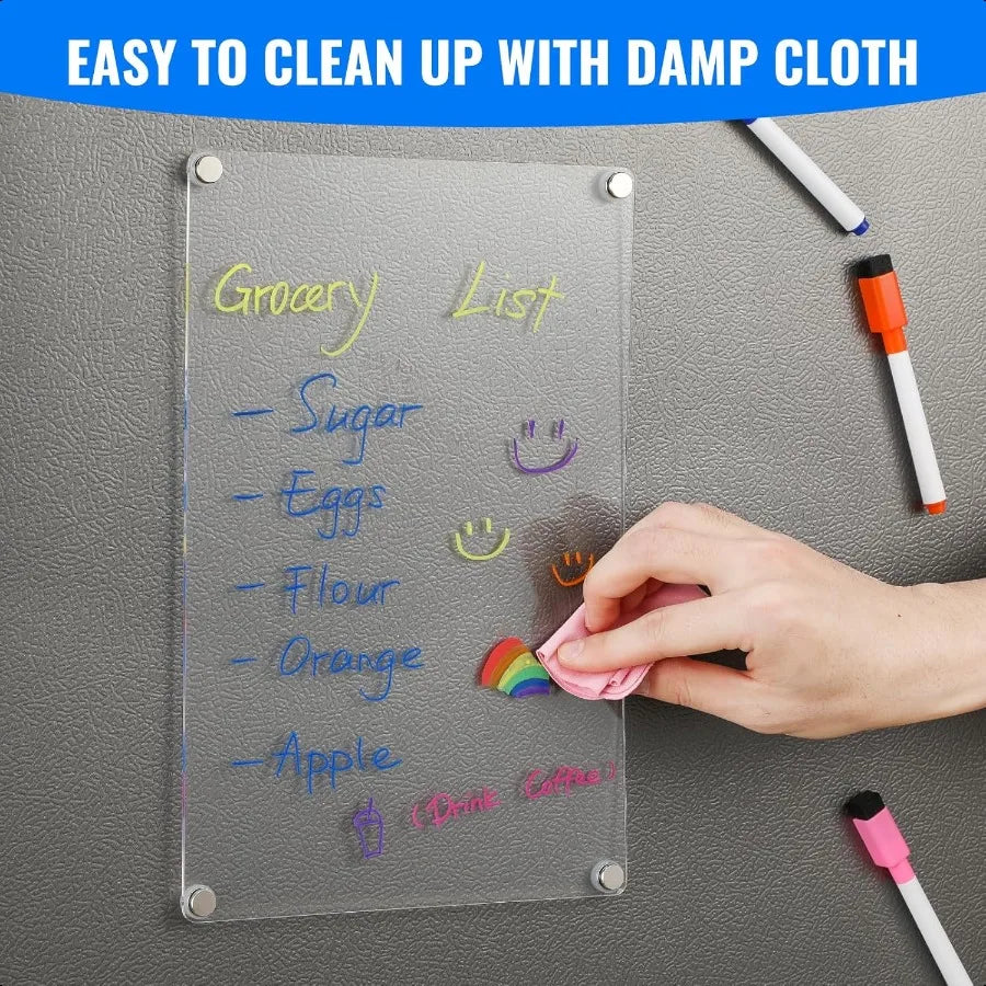 Stick, Scribble, Repeat – Set of 2 Clear Fridge Whiteboards