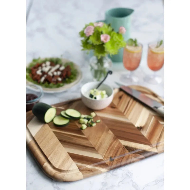 From Chop to Charcuterie 🧀 Herringbone Acacia Serving + Prep Board