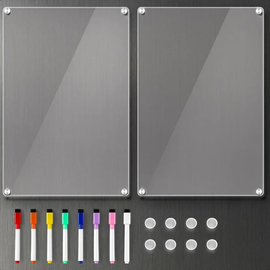 Stick, Scribble, Repeat – Set of 2 Clear Fridge Whiteboards