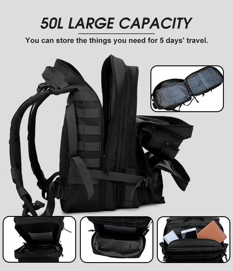 π§ Built to Wander β 45L Tactical Adventure Backpack