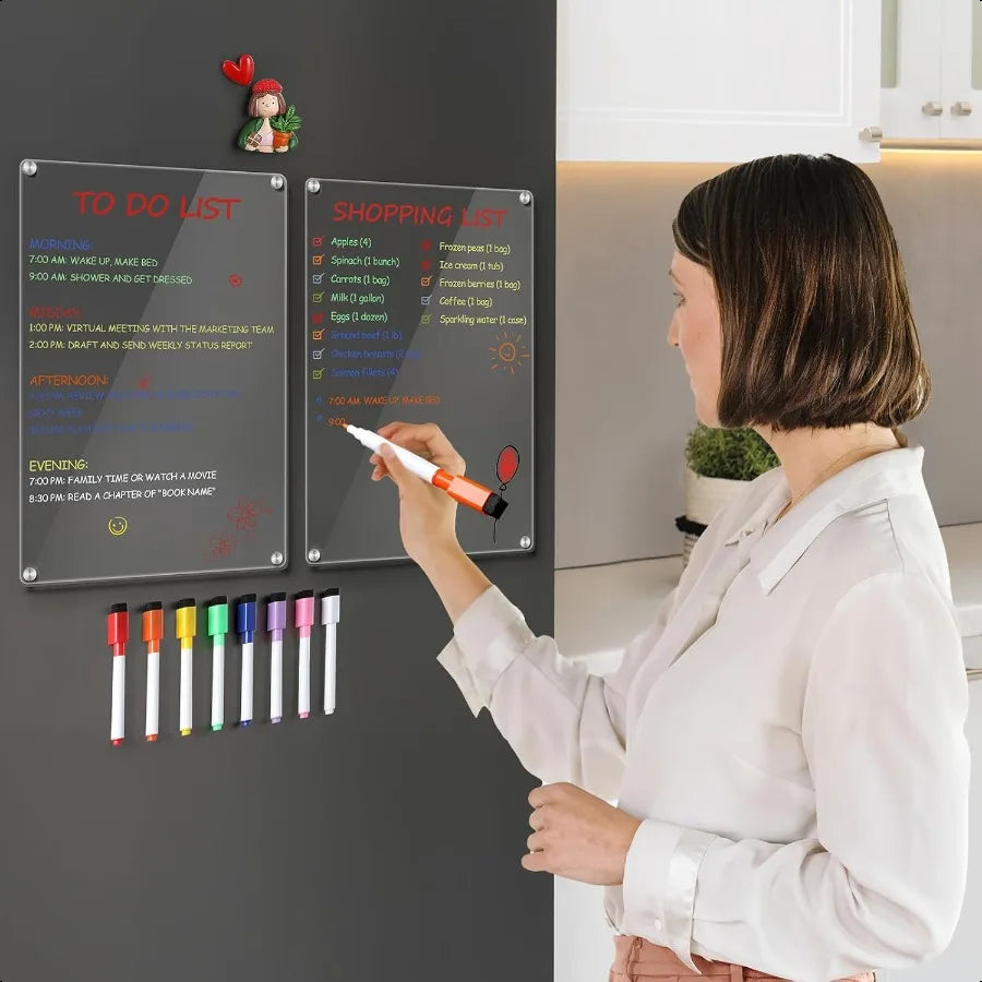 Stick, Scribble, Repeat – Set of 2 Clear Fridge Whiteboards