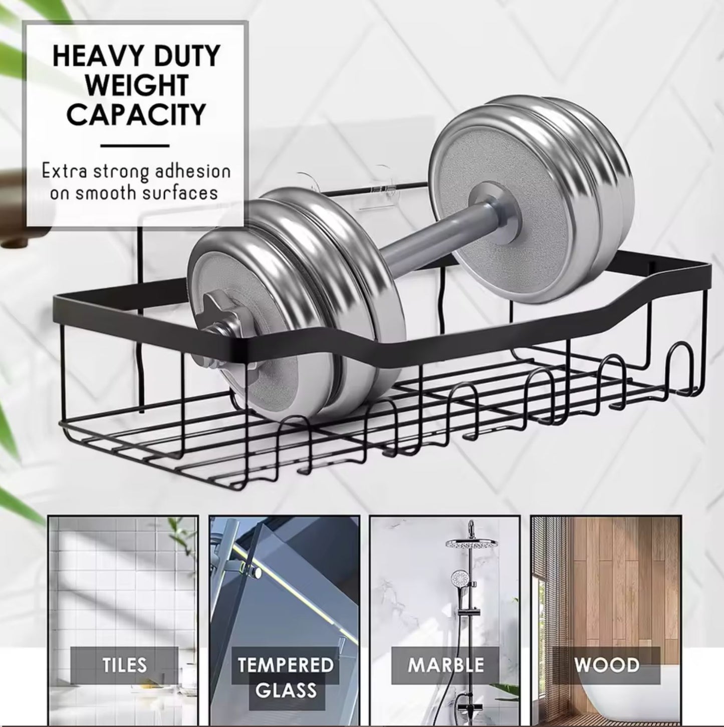 Hooked on Clean – 5-Piece Shower Organizer Set (No Tools Required)