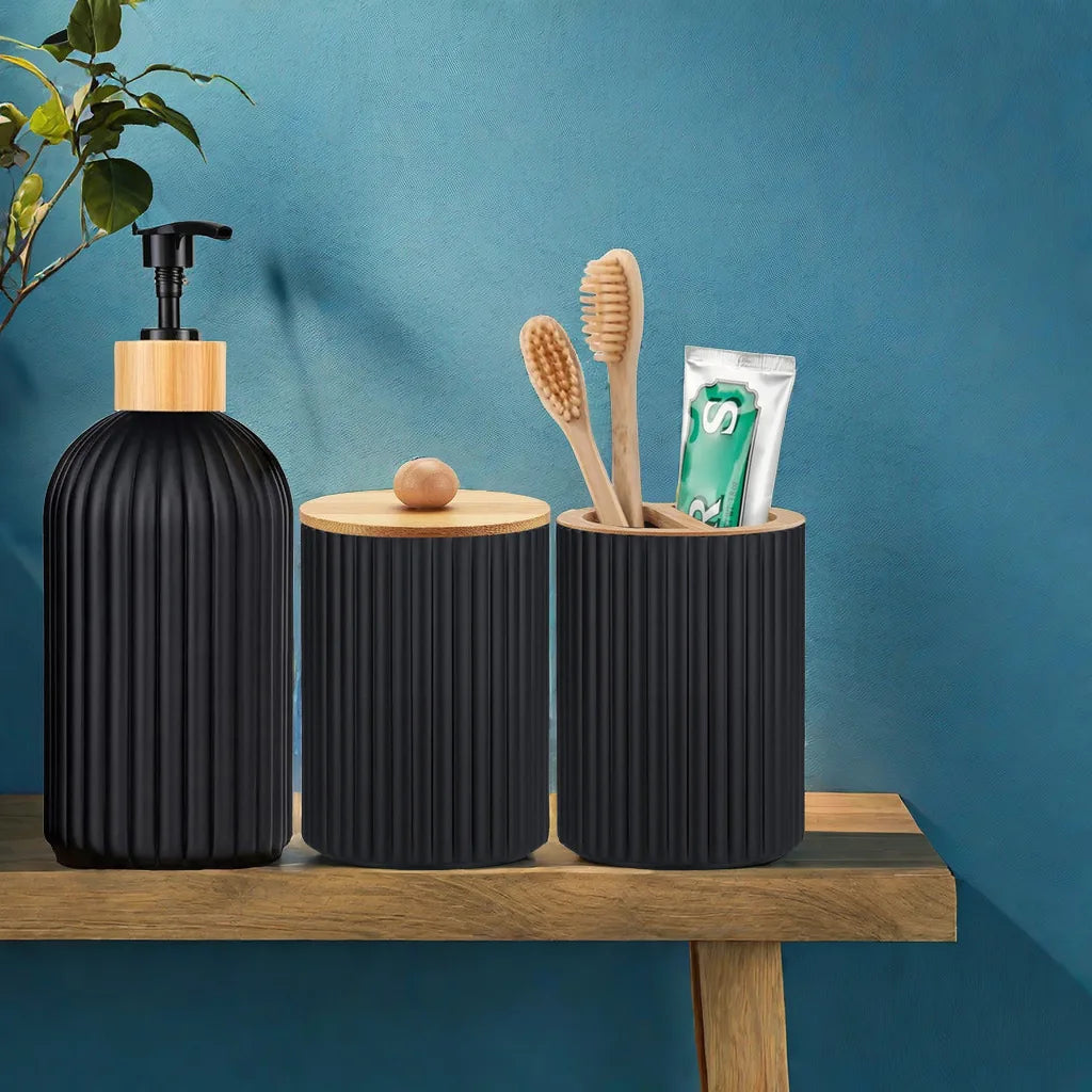 Minimalist Bathroom Storage Set – Neutral Countertop Containers