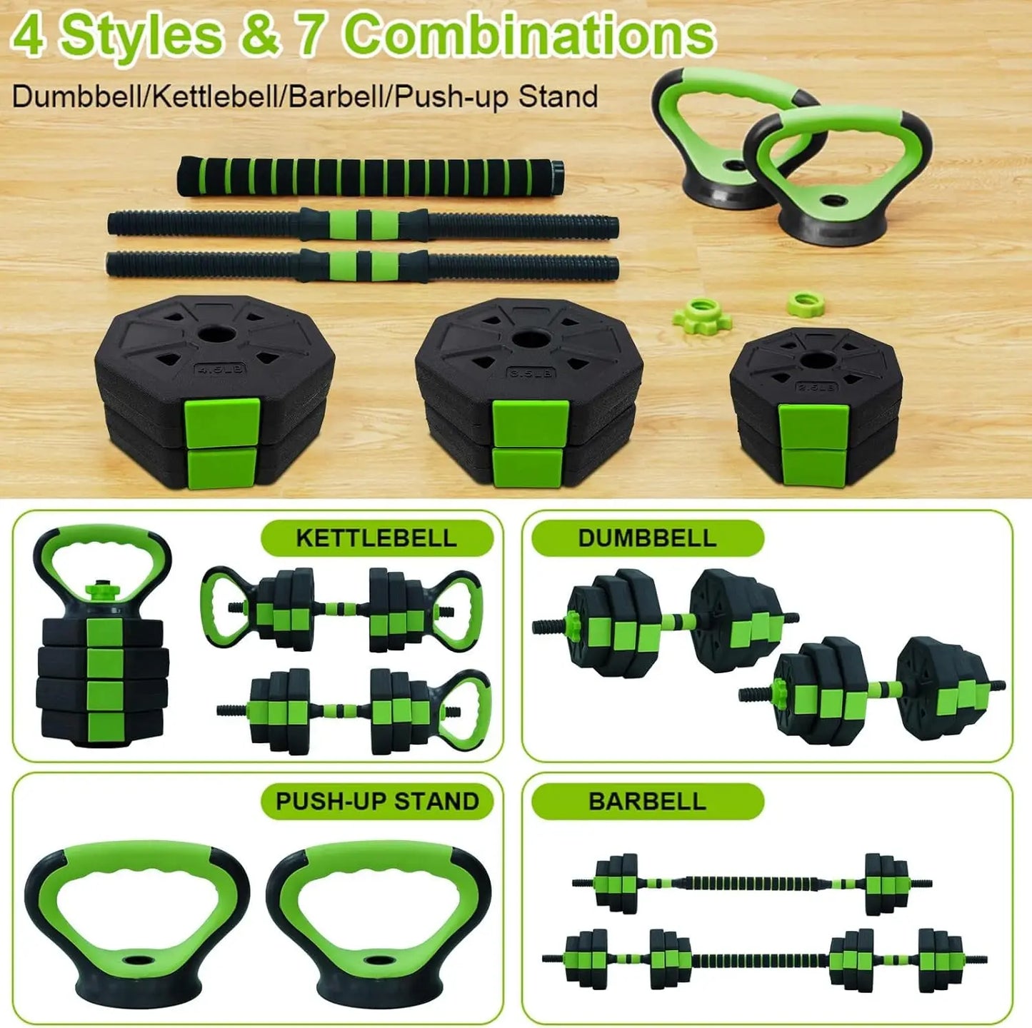3-in-1 Home Gym Dumbbell & Barbell Set