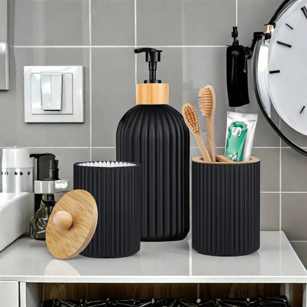 Minimalist Bathroom Storage Set – Neutral Countertop Containers