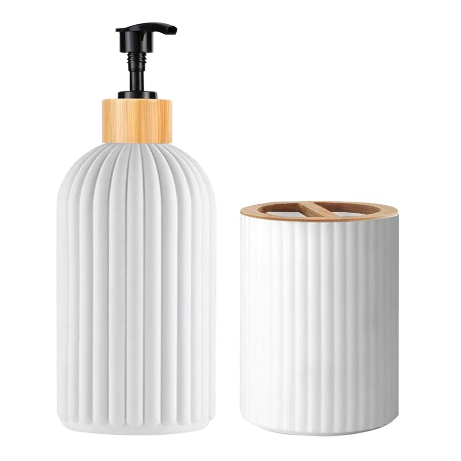Minimalist Bathroom Storage Set – Neutral Countertop Containers
