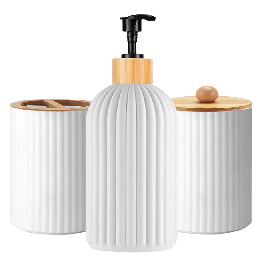 Minimalist Bathroom Storage Set – Neutral Countertop Containers