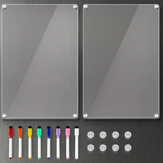 Stick, Scribble, Repeat – Set of 2 Clear Fridge Whiteboards